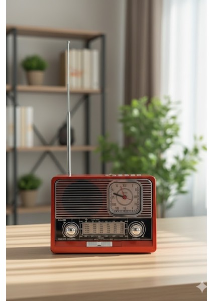 Kbroad KTF-1647 Kahverengi Nostaljik Ahşap Görünümlü Fm Radyo | Usb/tf Kart Mp3 El Feneri