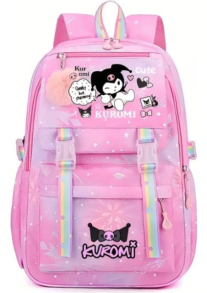 Çocuk Sırt Çantası Kuromi Figürlü 4 Bölmeli Geniş Kapasiteli AD4008