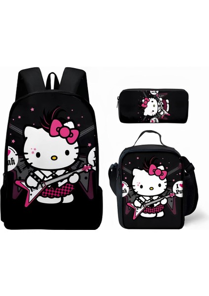 Çocuk Sırt Çantası Seti Hello Kitty Figürlü (Sırt Çantası /beslenme(Omuz) Çant. / Kalem Kutusu) D900
