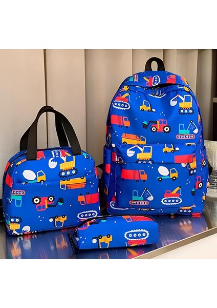 Çocuk Sırt Çantası 3 Lü Set Araç Figürlü (Sırt Çantası /beslenme Çantası / Kalemlik)