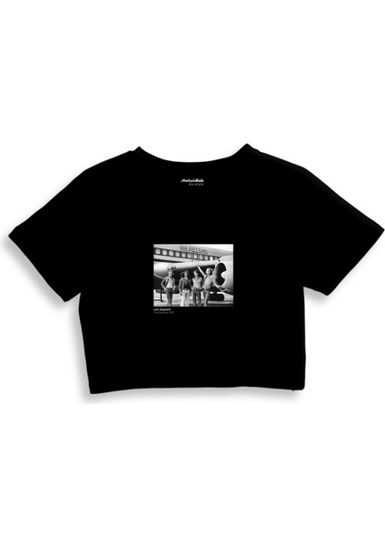 LED Zeppelin The Starship Crop Tişört - Siyah