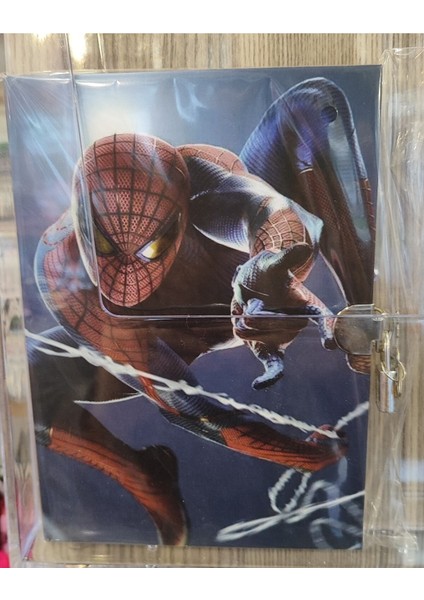 Ciltli Sert Kapak Kilitli Ajanda Günlük Çok Amaçlı Çizgili Defter Örümcek Adam Figürlü