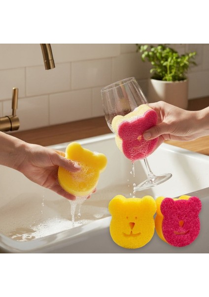 Technow Sponge Çift Taraflı Gülen Yüz Çok Amaçlı Sihirli Bulaşık Süngeri 2 Adet modelleri