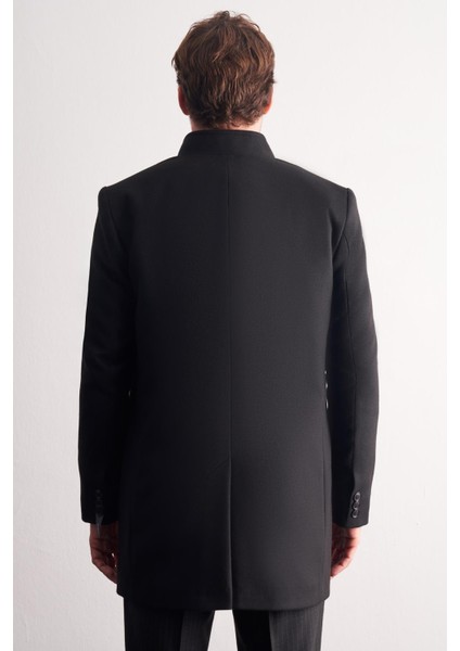 Siyah Hakim Yaka Classic Slim Fit Esnek Kaban 1008255162 indirimleri