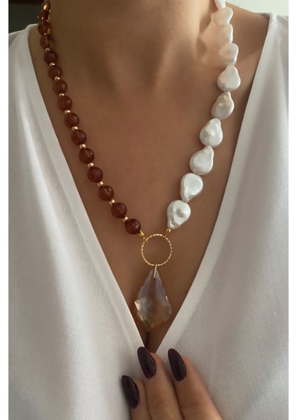 Barok Inci Kristal Uçlu Uzun Kolye modelleri