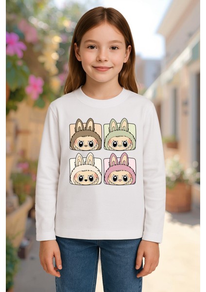 Labubu Uzun Kollu Baskılı Unisex Çocuk Tişört (4-13 Yaş) fiyatları