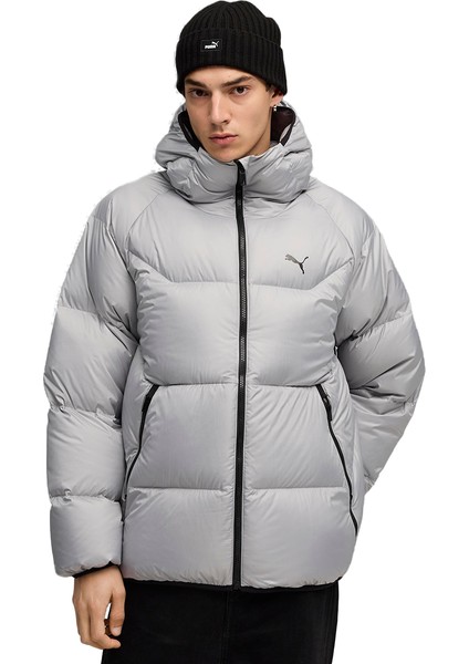 Hooded Down Puffer Erkek Gri Günlük Stil Mont 68838263
