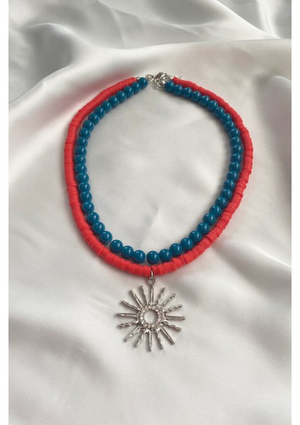 Güneş Uçlu Kontras Renk Kolye modelleri