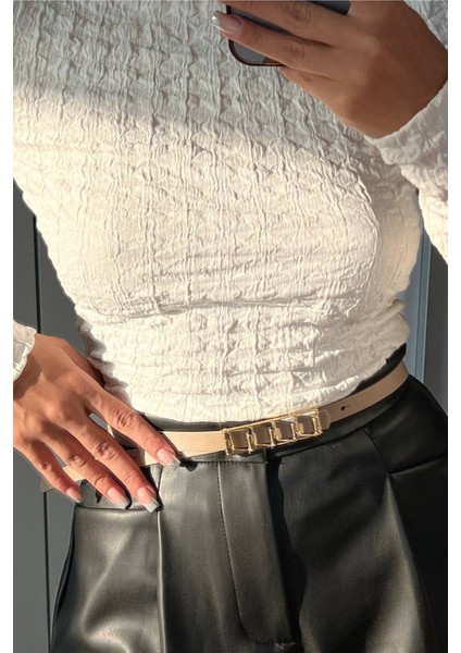 Geometrik Tokalı Ince Deri Kemer fiyatları