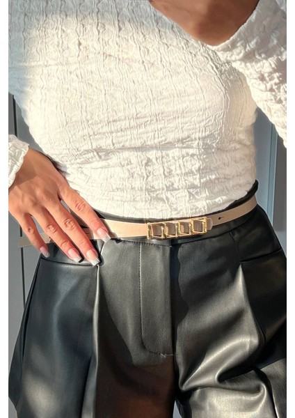 Geometrik Tokalı Ince Deri Kemer modelleri