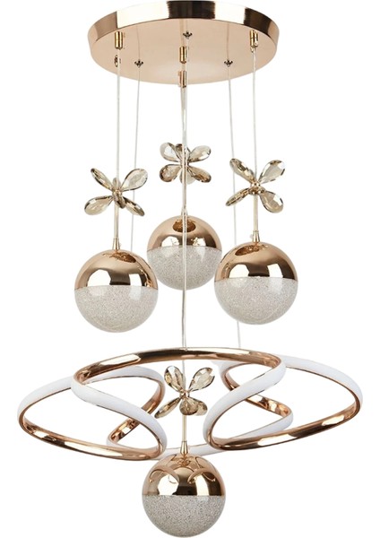 Burgu Sarı 4 Toplu Işık Renkleri(Beyaz, Sarı, Gün Işığı) Ledli Avize modelleri