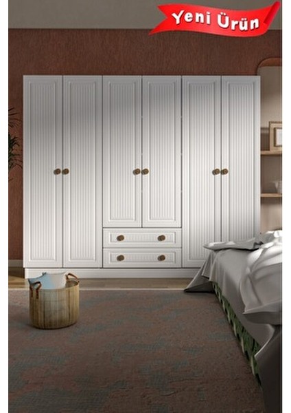 Bohem 6 Kapak 2 Çekmece Mdf Kapak Gardırop