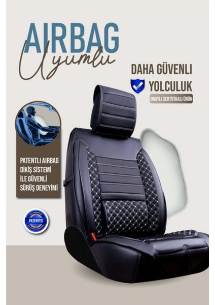Opel Corsa C Uyumlu Yarı Deri Oto Koltuk Kılıfı Tam Set Vena Siyah-Beyaz indirimleri