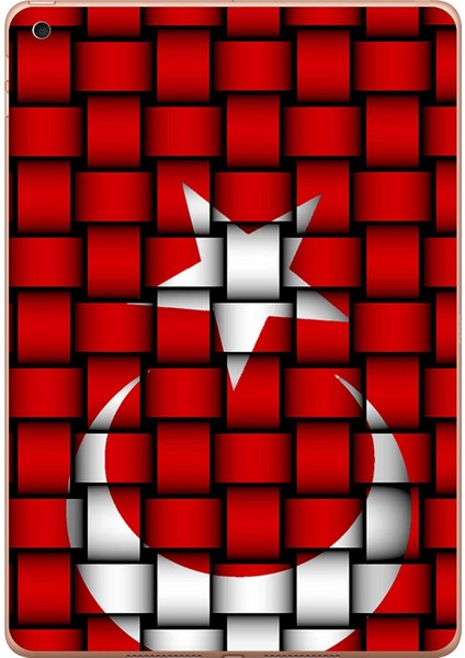 Gogo Accessories iPad New Air2 A1566 A1567 Türk Bayrağı Kare Baskılı Silikon Kılıf