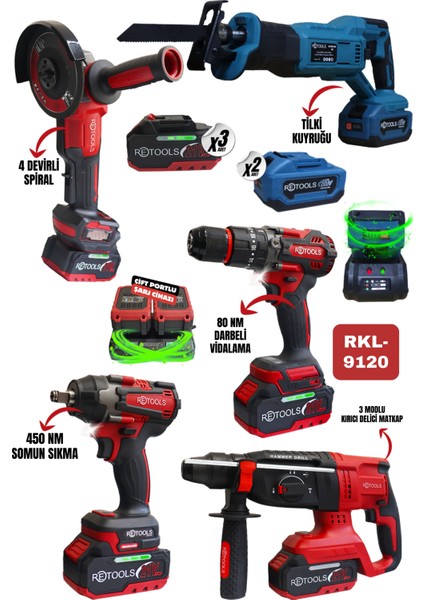 5 Li Set Tilki Kuyruklu (4 Lü Set Kırmızı Kabartmalı - Mavi Tilki Kuyruk)