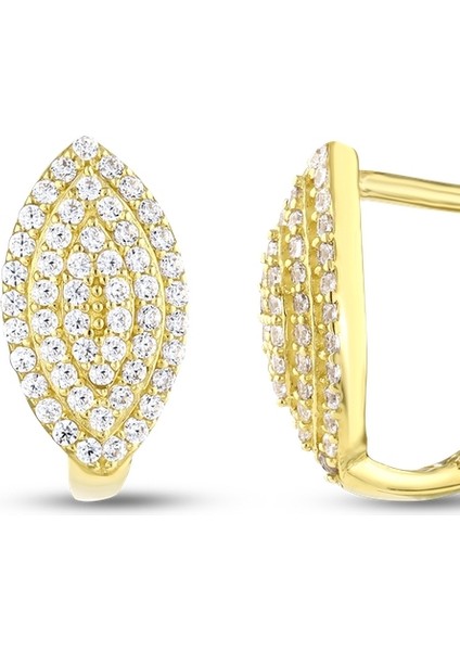 Taşlı Altın Tasarım Küpe - 14K fiyatları