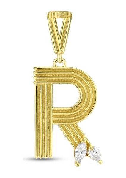 Altın R Harf Kolye Ucu - 14K