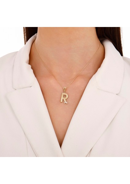 Altın R Harf Kolye Ucu - 14K modelleri