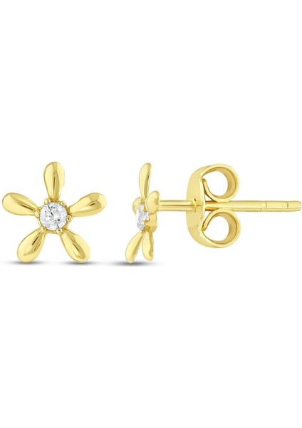 Çiçek Figürlü Altın Çocuk Küpe - 14K