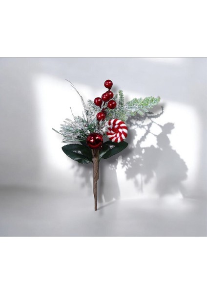 Yılbaşı Süsü Şekerlemeli Berry Pike Kırmızı Yeşil 22 cm