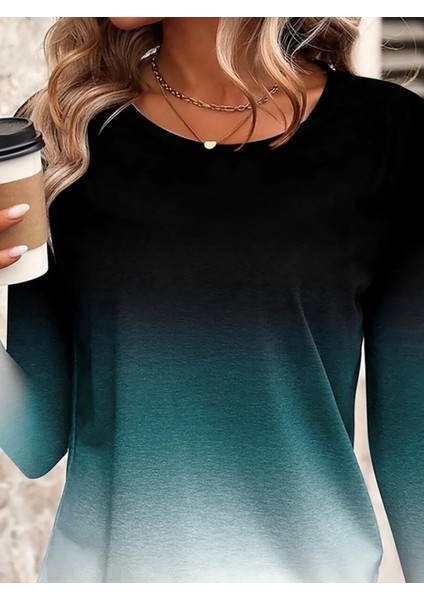 Kadın Uzun Kollu Bisiklet Yaka Desenli Süprem Bluz fiyatları