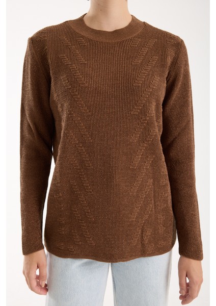 Kadın Kahve Selanik Örgü Bisiklet Yaka Simli Triko Kazak fırsatları