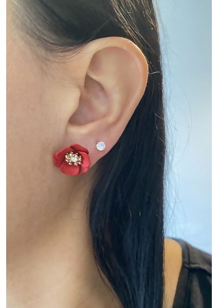 Çiçek Figürlü Dörtlü Küpe