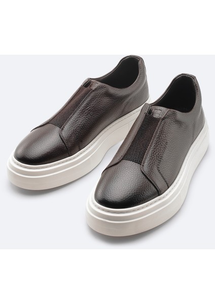 Erkek Kahverengi %100 Deri Esnek Taban Hafif Casual Ayakkabı A42Y8008