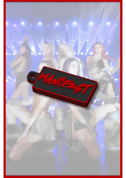 Manifets Grubu Manifestival Temalı Sert Plastik Anahtarlık Kırmızı – Özel Tasarım, Dayanıklı, Şık