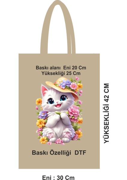 Doğal Pamuk Saplı Bez Poşet 30X42 cm – Dtf Baskılı, 46 Tel Kumaş