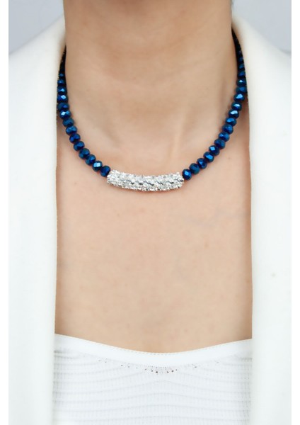 Mavi Kristal Zirkon Detay Kolye modelleri