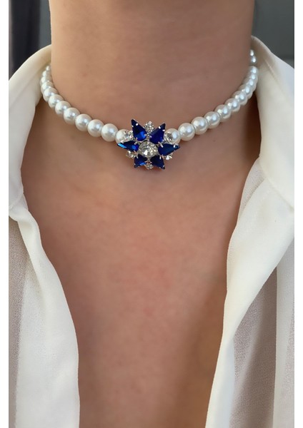 Cam Inci Kristal Taşlı Choker