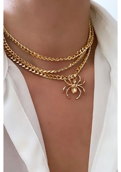 Üç Sıralı Örümcek Kolye