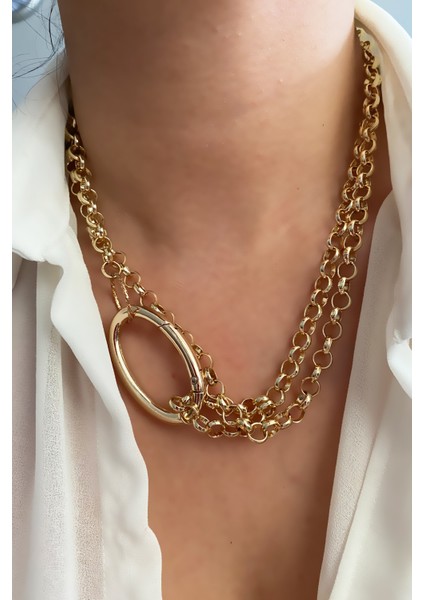 Çift Sıralı Klipsli Kolye