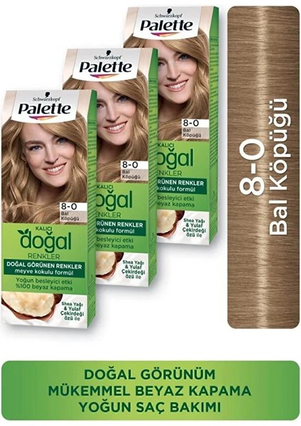 Kalıcı Doğal Renkler 8-0 Bal Köpüğü x 3 Paket