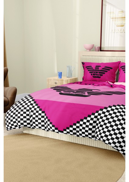 Nevresim Takımı Çift Kişilik Pamuklu Saten Kumaş 6 Parça 3D Dijital Baskı Duvet Cover Set Model No: