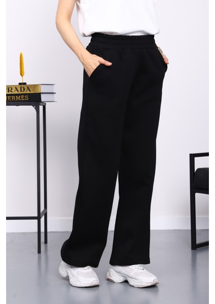 Siyah Bel Lastikli Şardonlu Eşofman Altı fiyatları