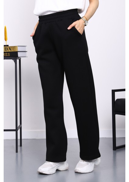 Siyah Bel Lastikli Şardonlu Eşofman Altı modelleri