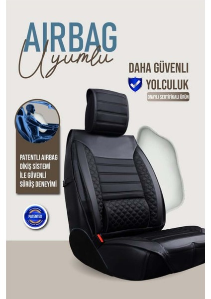 Renault Fluence Uyumlu Yarı Deri Oto Koltuk Kılıfı Tam Set Vena Siyah indirimleri