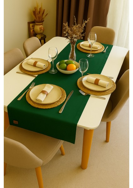Festive Elegance Keten Runner 45X120 cm | Yılbaşı Masa Şeridi Dekoratif Masa Örtüsü