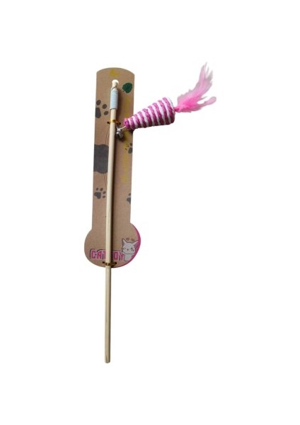 Petzoom Ahşap Değnekli Tüylü Kedi Oltası