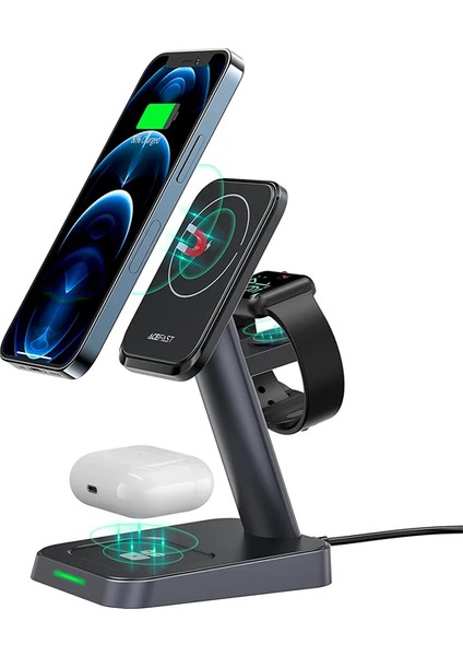 Ally W68 15W 3in1 Manyetik ve Katlanabilir Portatif Masaüstü Kablosuz Şarj Stand? - ?07?48E3-0G6