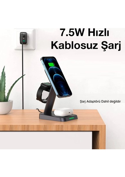 Ally W68 15W 3in1 Manyetik ve Katlanabilir Portatif Masaüstü Kablosuz Şarj Stand? - ?07?48E3-0G6 modelleri