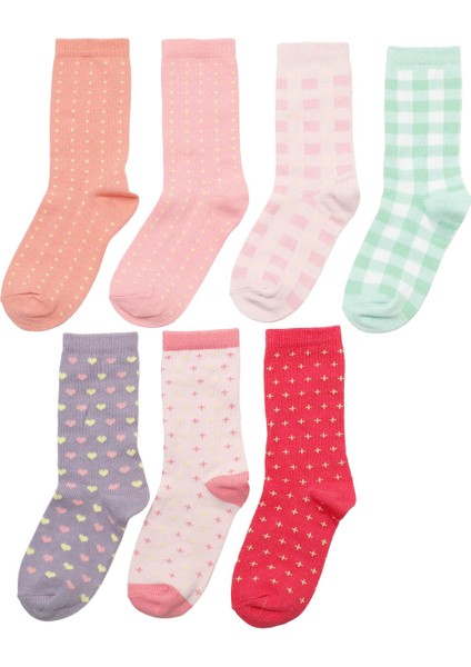 Multı 7 Lı Skt-G 5pr Çok Renkli Kız Çocuk 7 Li Çorap