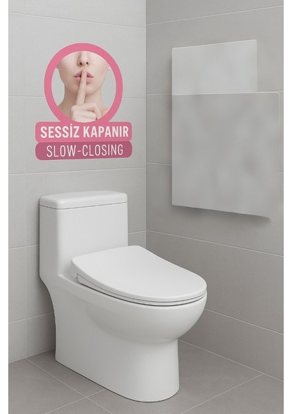 Kare Slim Klozet Kapağı – Sessiz Kapanır, Kolay Montaj, Universal Uyumlu, Kaymaz Alt Destekli fiyatları