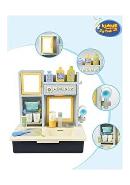 Eğitici Sesli ve Müzikli Modern Banyo Lavabo Mavi modelleri