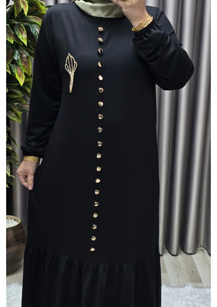 Kadın Giyim Büyük Beden Kristal Düğmeli Elbise modelleri