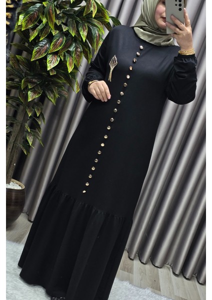 Kadın Giyim Büyük Beden Kristal Düğmeli Elbise indirimleri