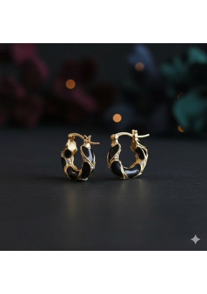 Lüks Mineli Taşlı Halka Küpe