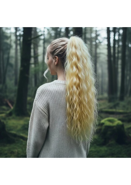 Bağlamalı Kabarık Dalgalı At Kuyruğu - Açık Platin